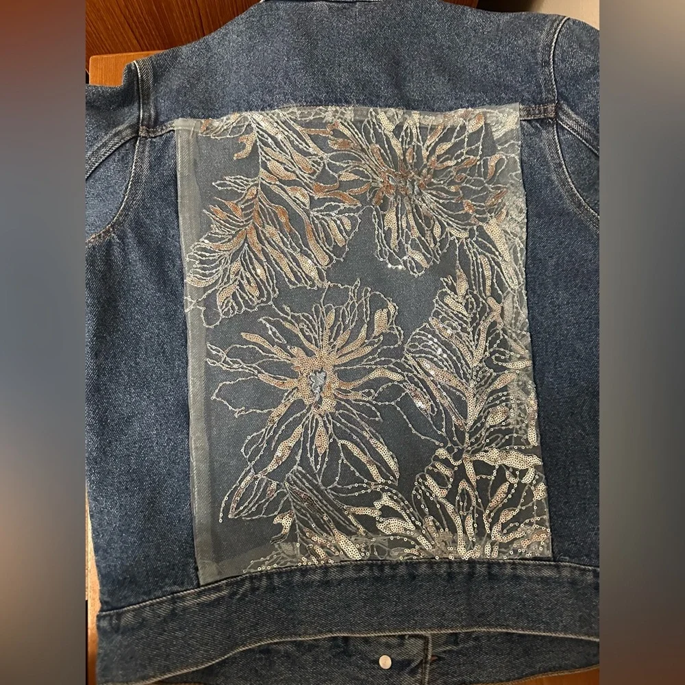 Divided H&M Upcycled Denim Jacket with Added Embellishments